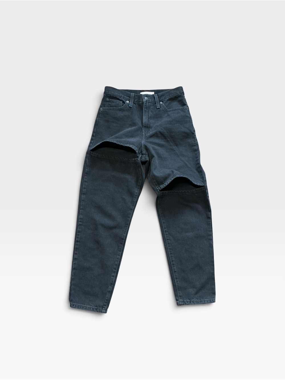 Levi's High-Waisted Mom Jeans in Washed Black-Gray
